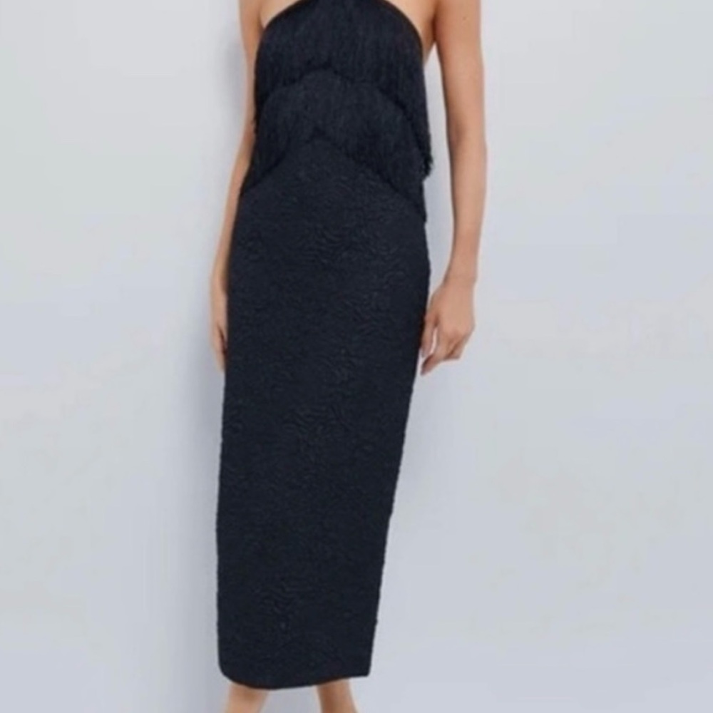 Hyacinth House black fringe dress